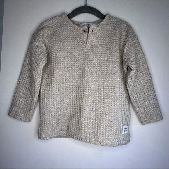 Zara Baby/Toddler Sweater Beige Waffle Knit Long Sleeve 12-18M - Picture 1 of 3
